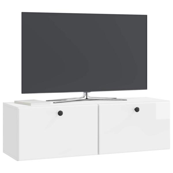Wandmontierter TV-Schrank 98 x 31 x 30 cm Hochglanz Weiß