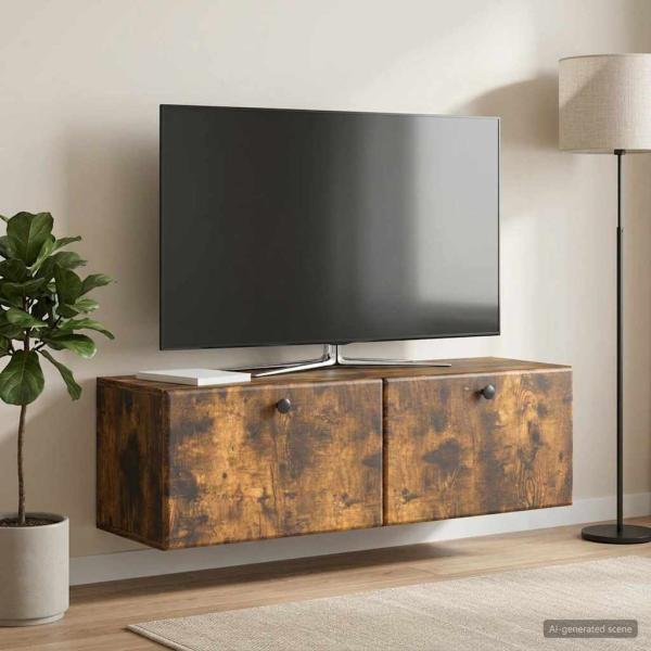 ARDEBO.de - Wandmontierter TV-Schrank 98 x 31 x 30 cm Geräucherte Eiche