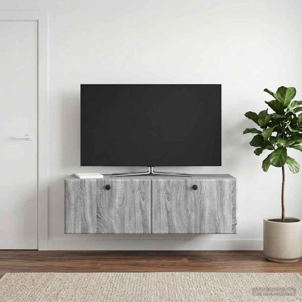 ARDEBO.de - Wandmontierter TV-Schrank 98 x 31 x 30 cm Grau Sonoma
