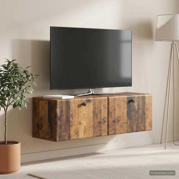 Wandmontierter TV-Schrank 98 x 31 x 30 cm Altholz Holzwerkstoff