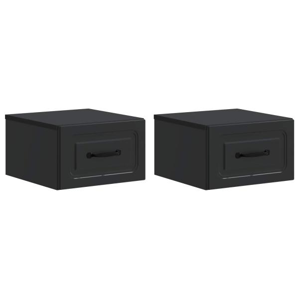 Wandmontierter Nachttisch 2 stk. Schwarz 34,5 x 33 x 20 cm