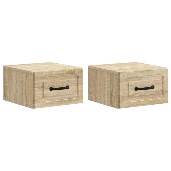 Wandmontierter Nachttisch 2 stk. Sonoma-Eiche 34,5 x 33 x 20 cm