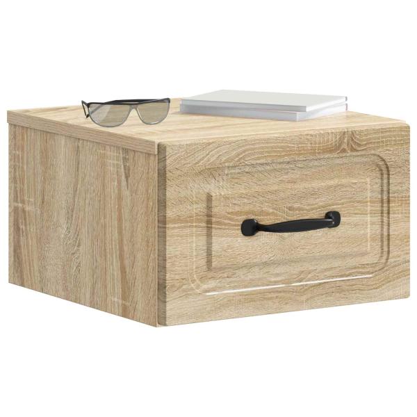 Wandmontierter Nachttisch 2 stk. Sonoma-Eiche 34,5 x 33 x 20 cm
