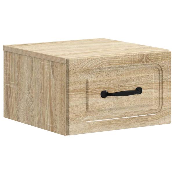 Wandmontierter Nachttisch 2 stk. Sonoma-Eiche 34,5 x 33 x 20 cm