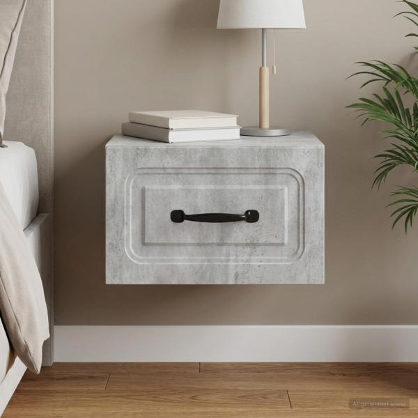 ARDEBO.de - Wandmontierter Nachttisch Betongrau 34,5 x 33 x 20 cm