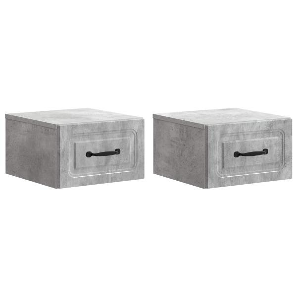 Wandmontierter Nachttisch 2 stk. Betongrau 34,5 x 33 x 20 cm