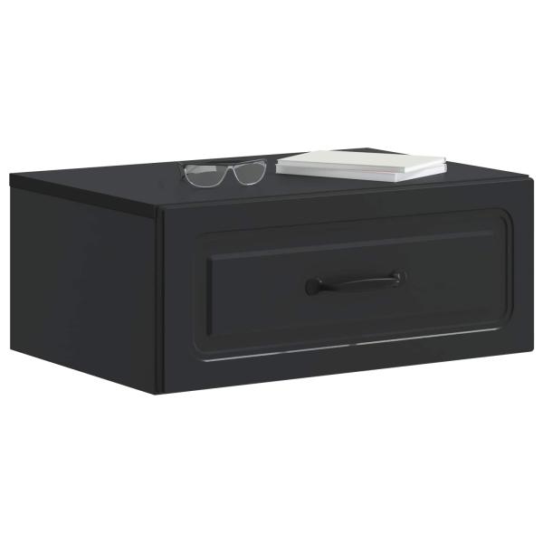 Wandmontierter Nachttisch Schwarz 49 x 34,5 x 20 cm