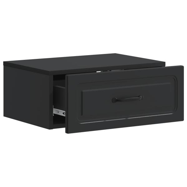 Wandmontierter Nachttisch Schwarz 49 x 34,5 x 20 cm