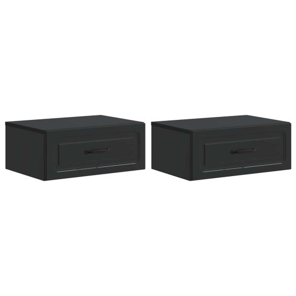 Wandmontierter Nachttisch 2 Stk. Schwarz 49 x 34,5 x 20 cm