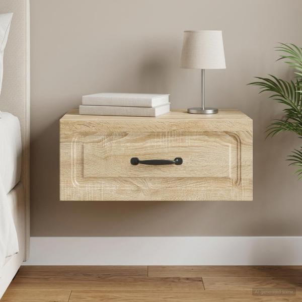 ARDEBO.de - Wandmontierter Nachttisch Sonoma-Eiche 49 x 34,5 x 20 cm
