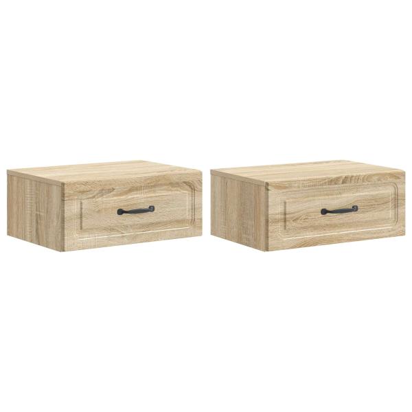 Wandmontierter Nachttisch 2 Stk. Sonoma-Eiche 49 x 34,5 x 20 cm