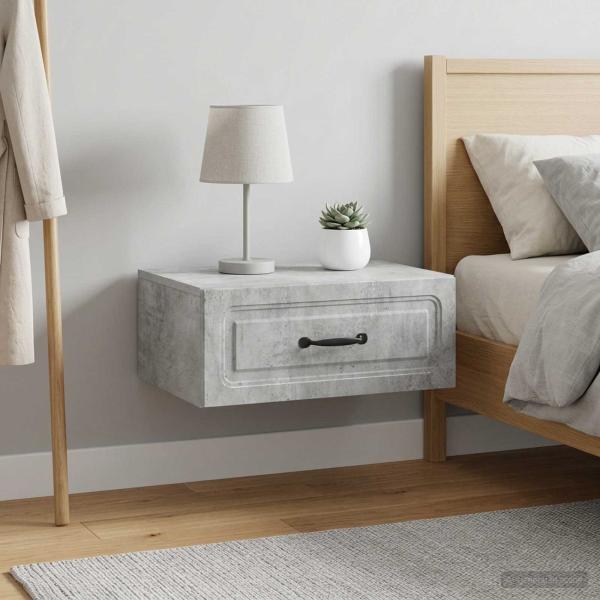 ARDEBO.de - Wandmontierter Nachttisch 2 Stk. Betongrau 49 x 34,5 x 20 cm