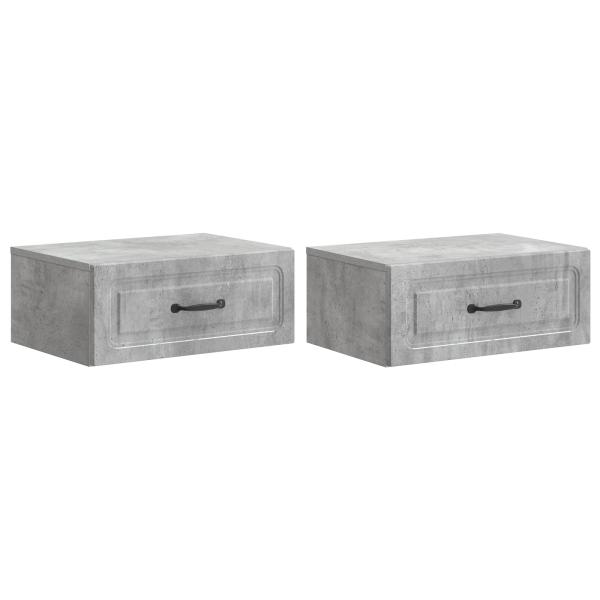Wandmontierter Nachttisch 2 Stk. Betongrau 49 x 34,5 x 20 cm