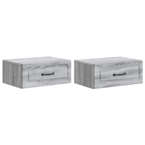 Wandmontierter Nachttisch 2 Stk. Sonoma-Grau 49 x 34,5 x 20 cm