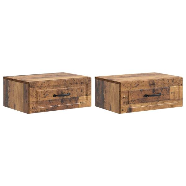 Wandmontierter Nachttisch 2 Stk. Altholz 49 x 34,5 x 20 cm
