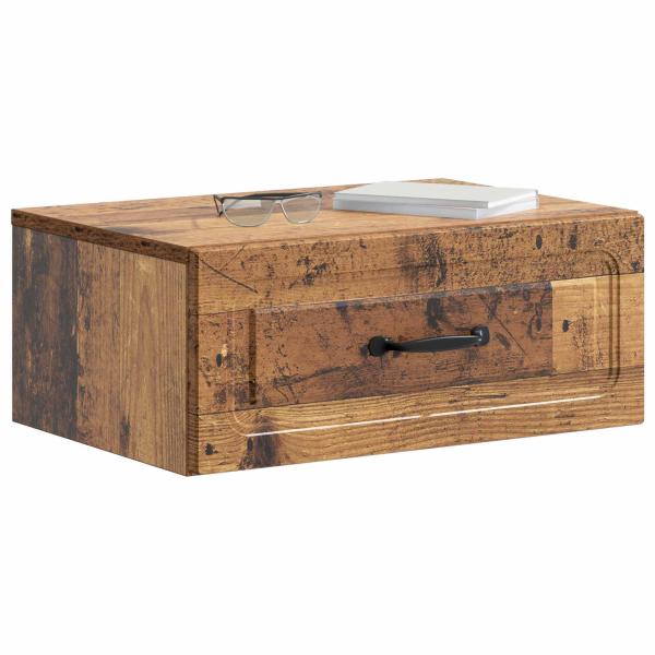 Wandmontierter Nachttisch 2 Stk. Altholz 49 x 34,5 x 20 cm