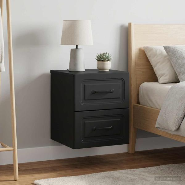 ARDEBO.de - Wandmontierter Nachttisch 2 stk. Schwarz 34,5 x 33 x 40 cm