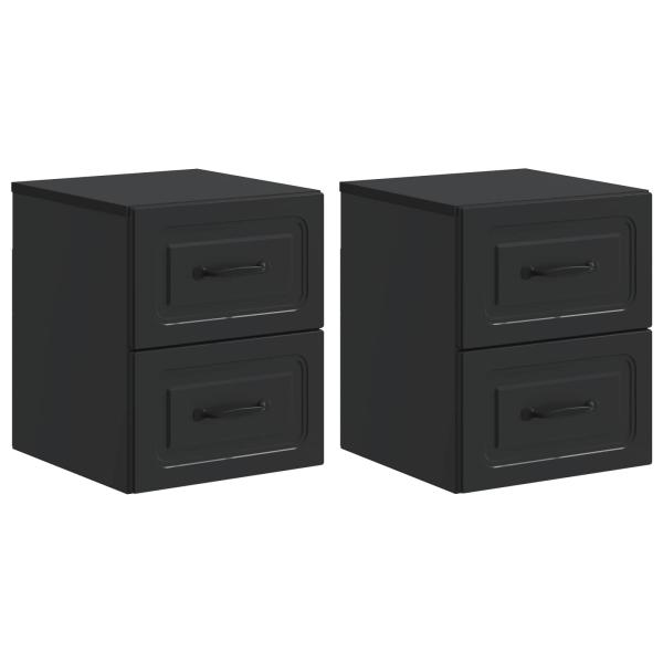 Wandmontierter Nachttisch 2 stk. Schwarz 34,5 x 33 x 40 cm