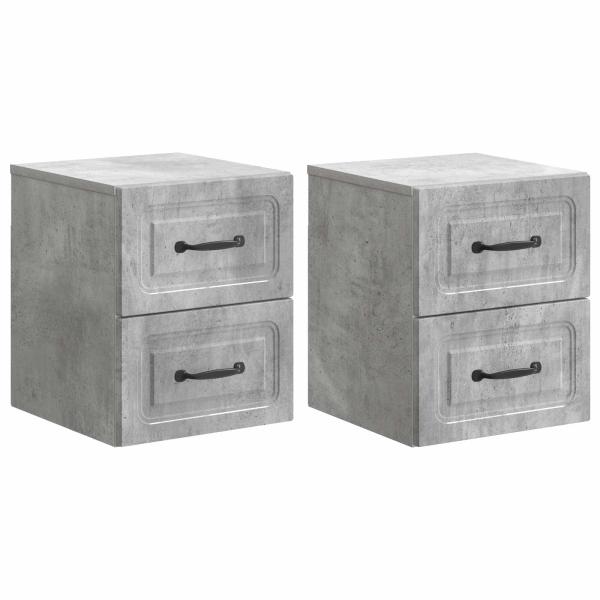 Wandmontierter Nachttisch 2 stk. Betongrau 34,5 x 33 x 40 cm