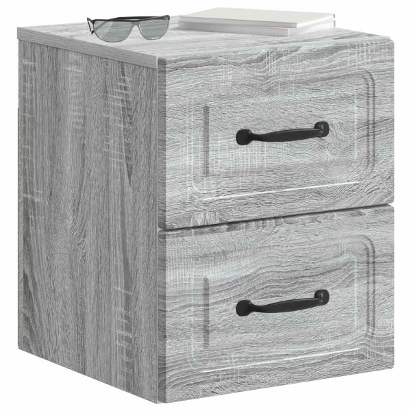 Wandmontierter Nachttisch 2 stk. Graues Sonoma