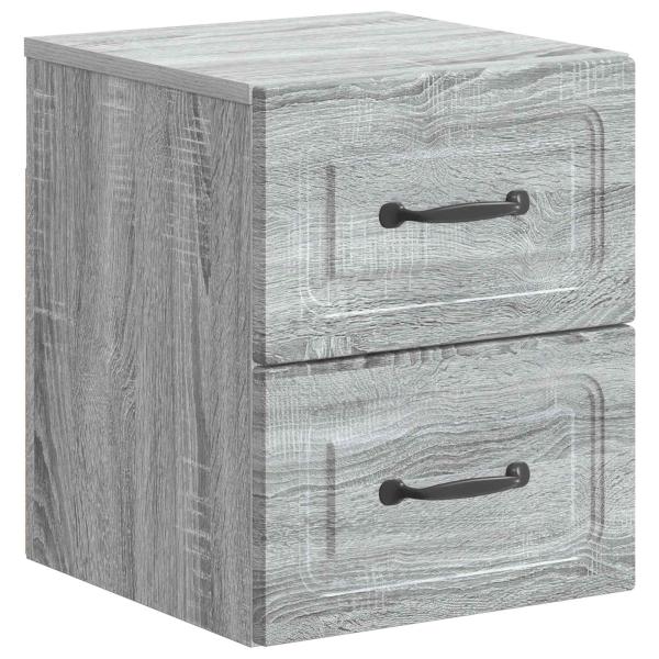 Wandmontierter Nachttisch 2 stk. Graues Sonoma