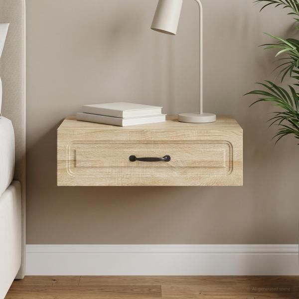 ARDEBO.de - Wandmontierter Beistelltisch Sonoma-Eiche 59 x 34,5 x 17 cm