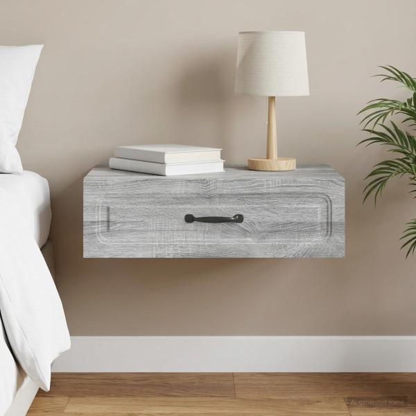 ARDEBO.de - Wandmontierter Beistelltisch Graues Sonoma 59 x 34,5 x 17 cm