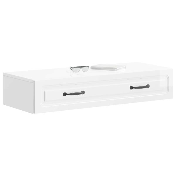 Wandmontierter Beistelltisch Hochglanz Weiß 87,5 x 34,5 x 17 cm