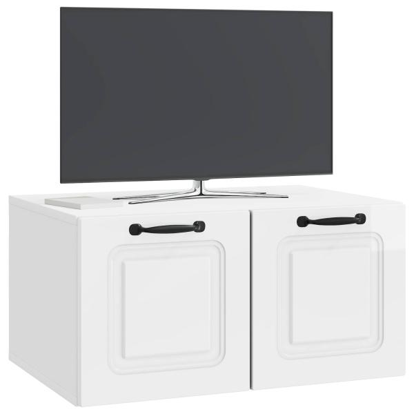 Wandmontierter TV-Schrank Hochglanz Weiß 59,5 x 41 x 30 cm