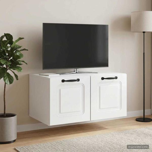 Wandmontierter TV-Schrank Hochglanz Weiß 59,5 x 41 x 30 cm