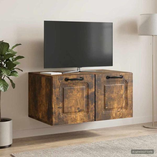 Wandmontierter TV-Schrank Geräucherte Eiche 59,5 x 41 x 30 cm