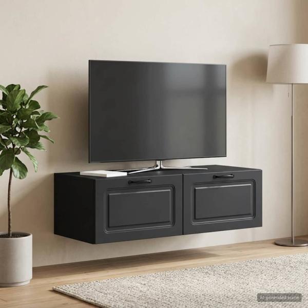 ARDEBO.de - Wandmontierter TV-Schrank Schwarz 98 x 41 x 30 cm Holzwerkstoff