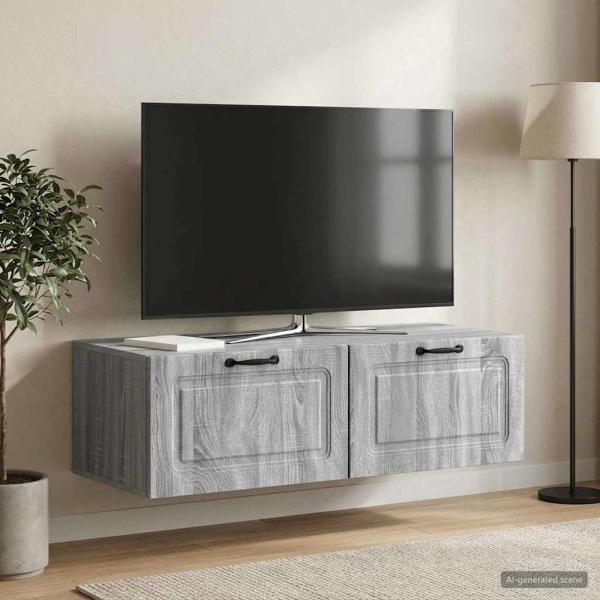 ARDEBO.de - Wandmontierter TV-Schrank Graues Sonoma 98 x 41 x 30 cm
