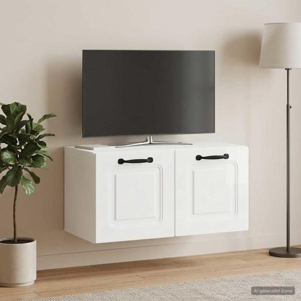 ARDEBO.de - Wandmontierter TV-Schrank Hochglanz Weiß 59,5 x 31 x 30 cm