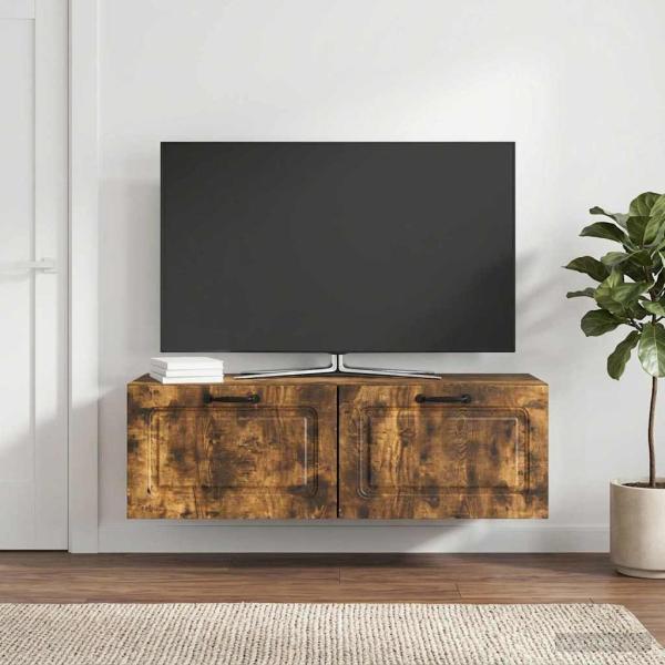 ARDEBO.de - Wandmontierter TV-Schrank Geräucherte Eiche 98 x 31 x 30 cm
