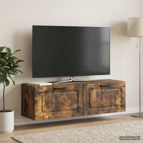 Wandmontierter TV-Schrank Geräucherte Eiche 98 x 31 x 30 cm