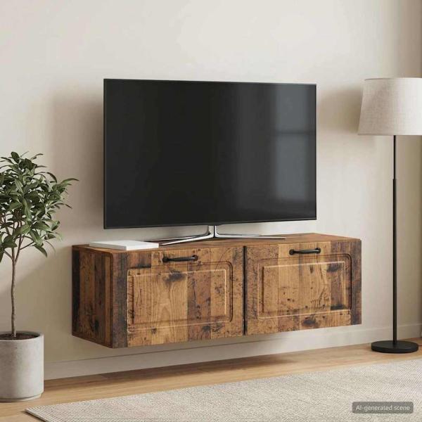 ARDEBO.de - Wandmontierter TV-Schrank Altholz 98 x 31 x 30 cm Holzwerkstoff