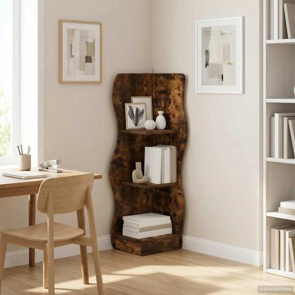 ARDEBO.de - Eckregal Räuchereiche 34 x 33 x 102 cm Holzwerkstoff