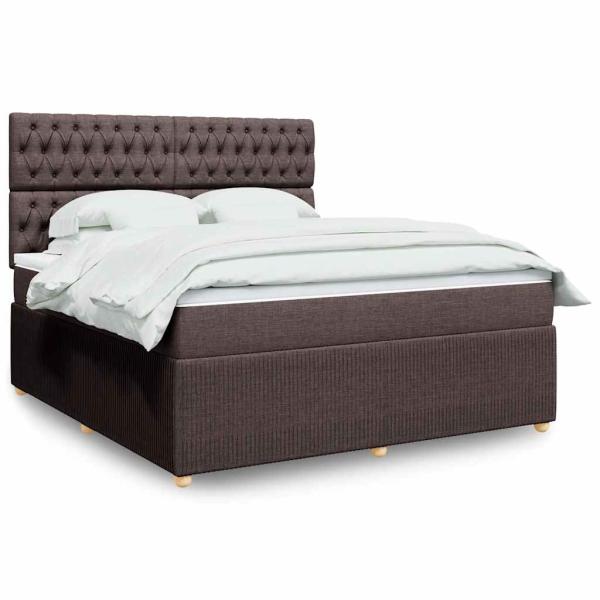 ARDEBO.de - Boxspringbett mit Matratze Dunkelbraun 180x200 cm Stoff