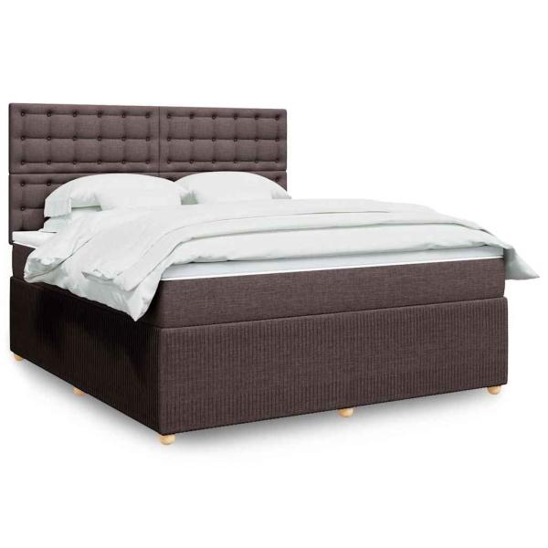 ARDEBO.de - Boxspringbett mit Matratze Dunkelbraun 180x200 cm Stoff