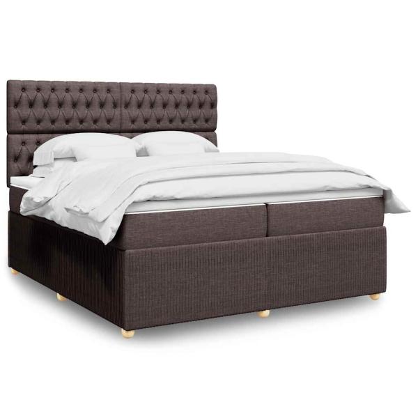 ARDEBO.de - Boxspringbett mit Matratze Dunkelbraun 200x200 cm Stoff