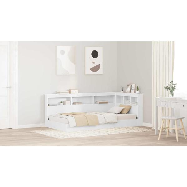 Bücherregal-Bett mit Kopfteil Weiß 90 x 190 cm Holzwerkstoff