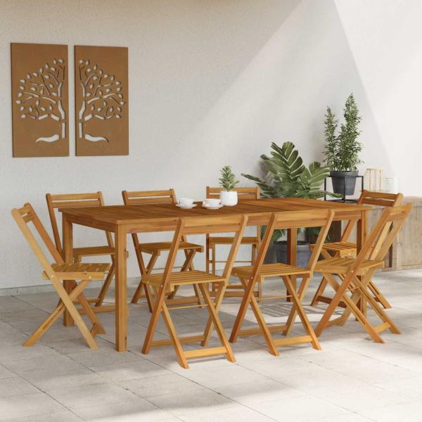 Außen Bistro-Stühle 8 stk. Natur Massivholz Akazie
