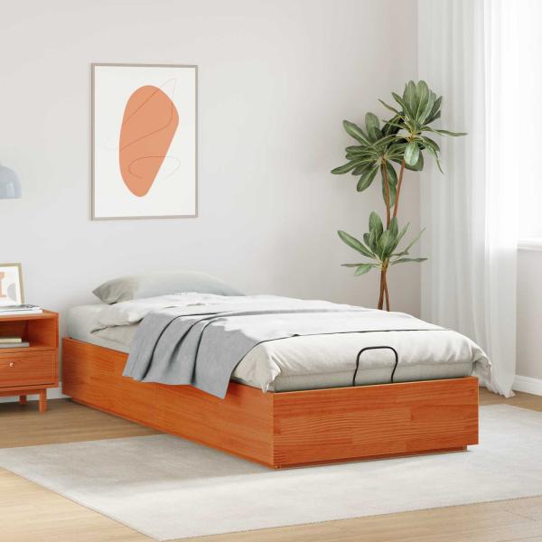Ottoman-Bettgestell mit Stauraum Wachsbraun 75 x 190 cm