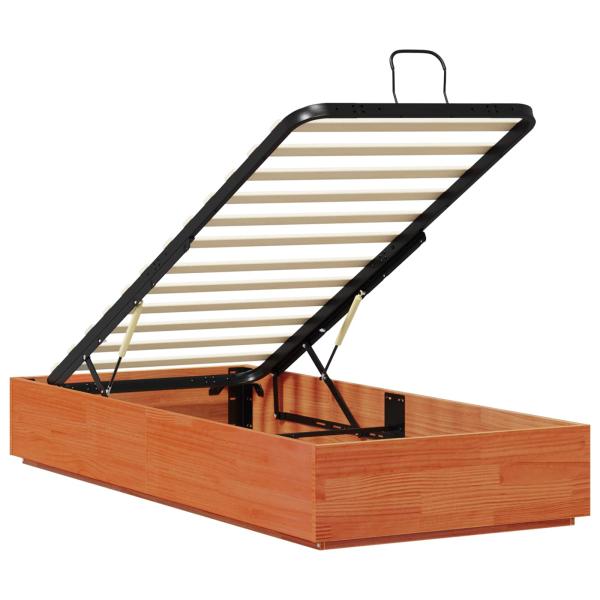 Ottoman-Bettgestell mit Stauraum Wachsbraun 75 x 190 cm