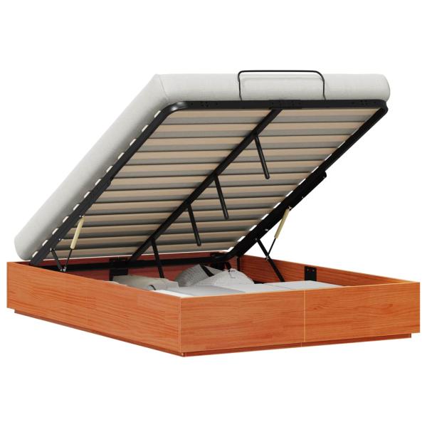 Ottoman-Bettgestell mit Stauraum Wachsbraun 135 x 190 cm