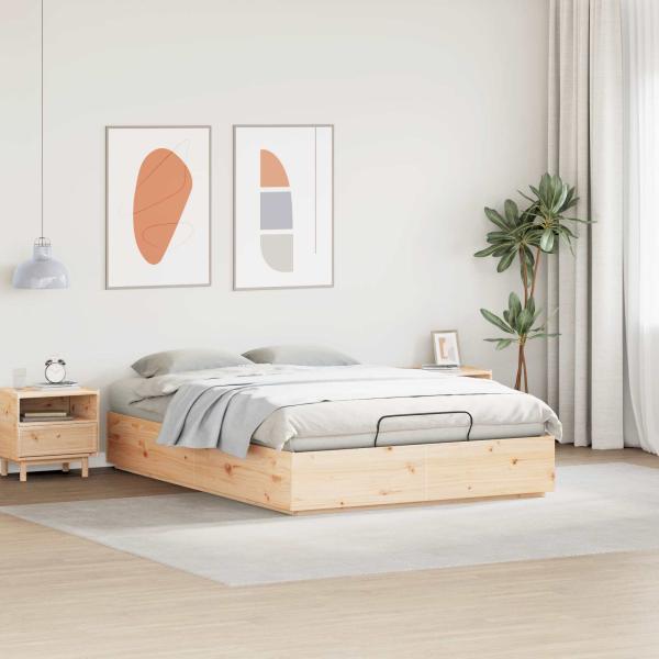 Ottoman-Bettgestell mit Stauraum Natur 160 x 200 cm