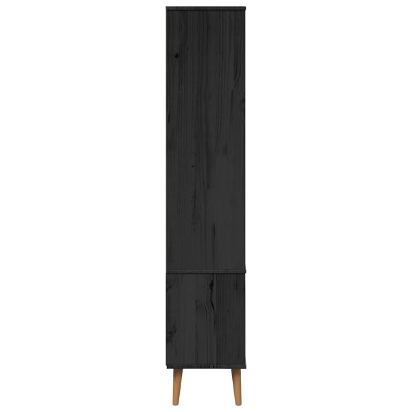 Glasvitrine MOLDE 90 x 35 x 175 cm Massives Kiefernholz Schwarz