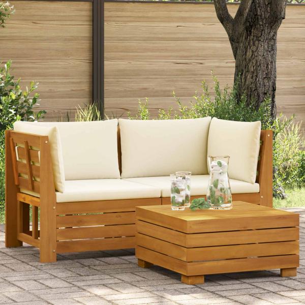 ARDEBO.de - Garten-Lounge-Set mit Kissen 2 Stück Braun Massivholz Akazie