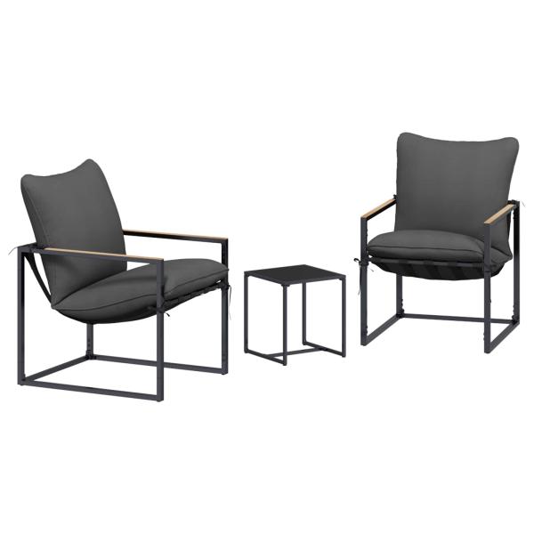 Gartensofa-set 3 stk. Schwarz und Anthrazit Stahl